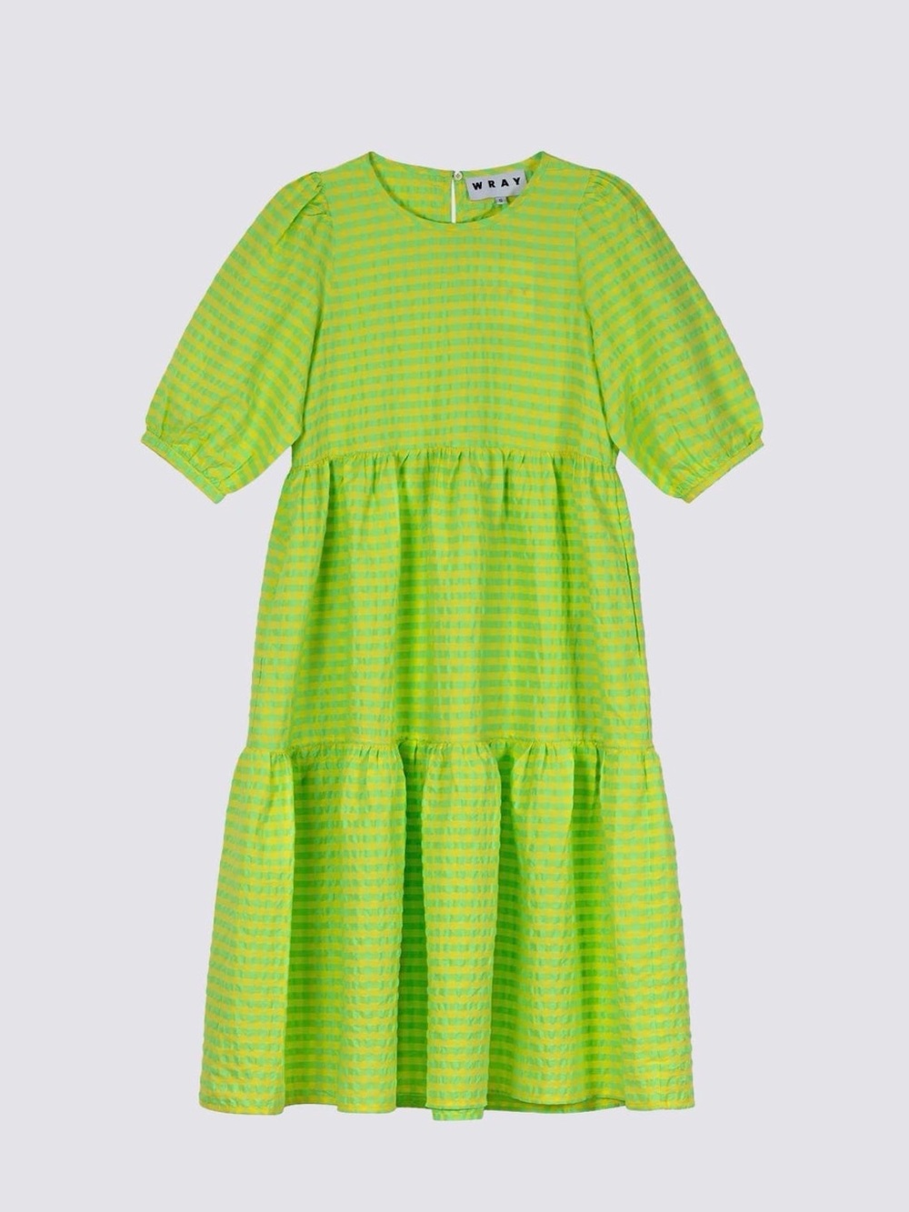WRAY Rosemary Dress Acid Apple - Neon green plaid midi dress - 2XL - NWT